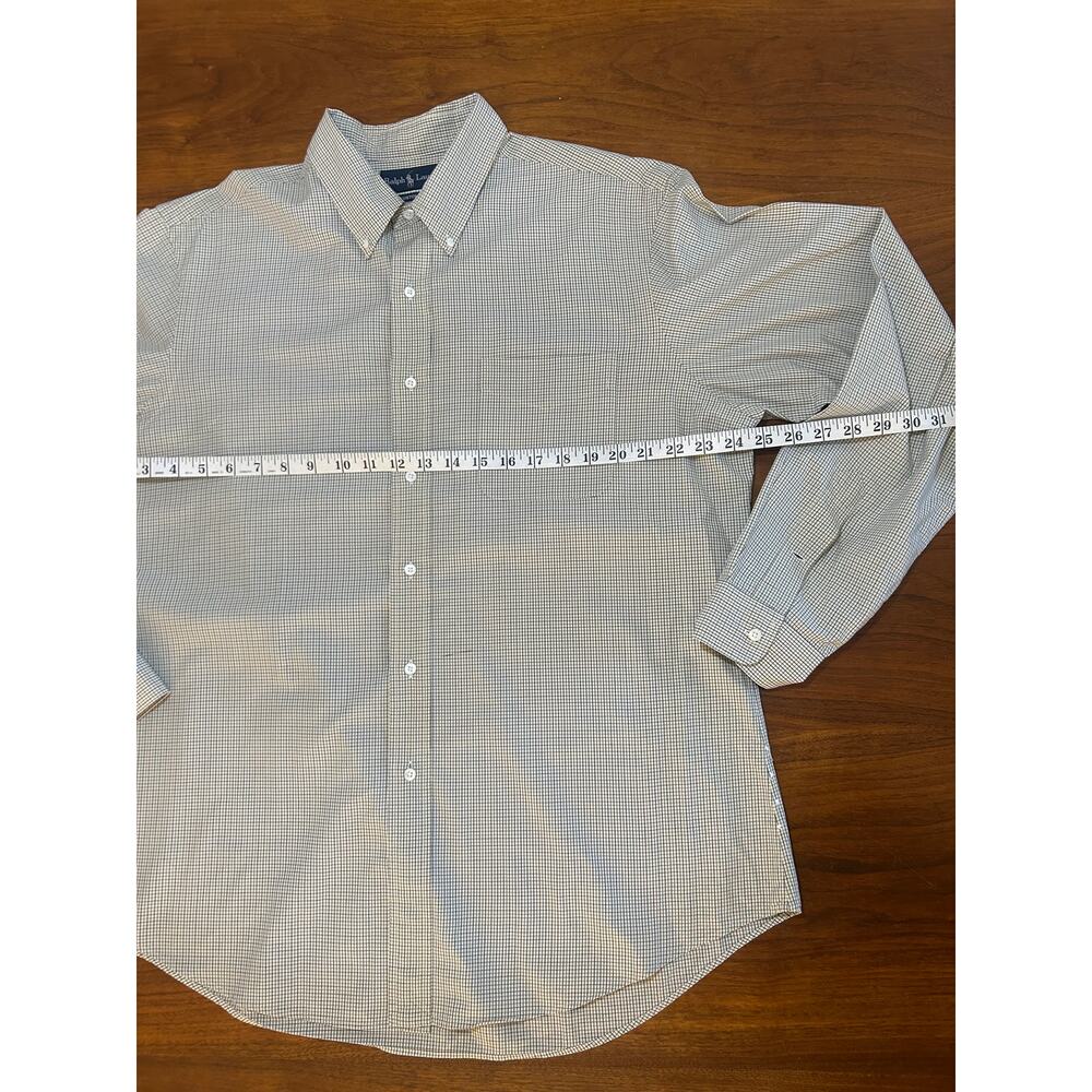 Green Checked Ralph Lauren Custom Fit Long-Sleeve Button-Down Shirt - (Mens XL) - Picture 6 of 11